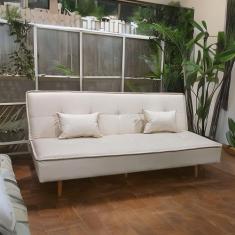 Sofá Cama Silver 3 Lugares Reclinável 1,93 Sintético Bege - Speciale H