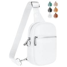Vantamo Bolsas transversais pequenas para mulheres, bolsa tiracolo com RFID e clipe antifurto, alça ajustável, pochete transversal, Branca/branca, Bolsa tiracolo