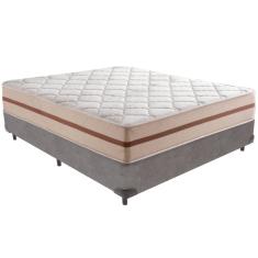 Cama Box Cinza e Colchão Classic 26 cm Molas ensacadas Casal Anjos