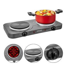 Fogão de Mesa Lenoxx Grand Pratic 2 Bocas, Luz Piloto, 5 Níveis Temper