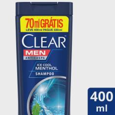 Shampoo anticaspa clear men ice cool menthol leve 400ML pague 330ML