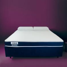 Cama Box com Colchão King Guldi Duplo D28 e 2 Travesseiros Guldi Soft Nasa Branco e Azul