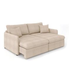 Sofá Retrátil Reclinável 4 Lugares 254cm Maili Bouclê Creme K01 - D'ro