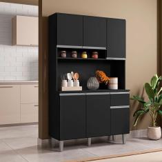 Armário Para Cozinha Ambiente Kit Márcia Preto Fosco - Ajl