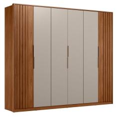 Guarda Roupa Casal Ripado Atrice 6 Portas Nogueira Nude Prime Tx Demóbile - Demartêz