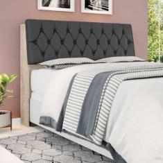 Cabeceira Box Casal Isis Amarula Com Capitonê Preto