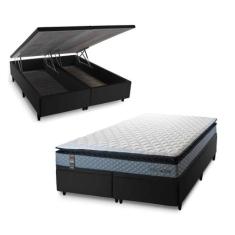 Conjunto Box Baú Chicago Cinza 193x203x64 Espuma D33 - King House