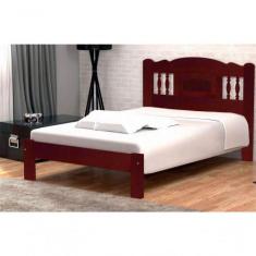 Cama Queen Size Atenas de Madeira Maciça Angelim Pedra Tauari Mogno - 