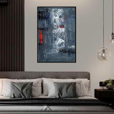 Quadro Canvas Pint Ab. Tons de Cinza e Vermelho 70x50