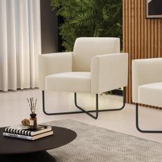 Poltrona Sala Decorativa Marisa Aço Industrial X Preto Suede 03 - D'Ro