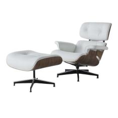 Poltrona Charles Eames Com Puff Couro Sintético Preto Linn Design Decor