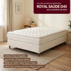 Colchão Queen Espuma D45 Orthocrin Royal Saúde Plus Pillow Top 158x198
