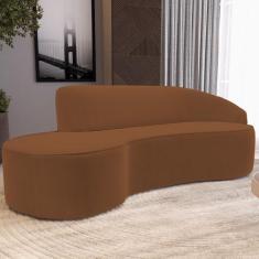Sofá 3 Lugares Curvo Sala de Estar Living Firenze Direito D02 Veludo T