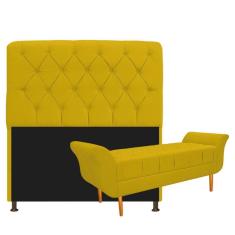 Kit Cabeceira e Recamier 100 Cm Solteiro Corano Amarelo