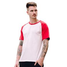 Camiseta Raglan Lisa Branca e Vermelho