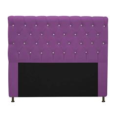 Cabeceira Estofada Cristal 160 cm Queen Size Com Strass Suede Roxo - Doce Sonho Móveis