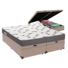 Cama Box Queen com Bau Ortobom D33 Light Bege