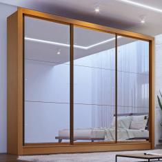 Guarda Roupa Casal com 9 Espelho 3 Portas Ravena Espresso Móveis Carvalho