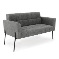 Sofá Namoradeira 2 Lugares Base Pé de Ferro Preto Elisa Linho D03 - D`Rossi