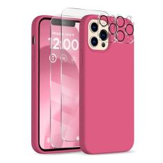 COFFKER Capa para iPhone 12 Pro Max, [2 protetores de câmera + 2 protetores de tela], capa protetora de silicone à prova de choque, capa de telefone com forro de microfibra para iPhone 12 Pro Max de