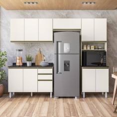 Cozinha Completa Angelita 11 Portas 4 Gavetas 100% Mdf Bianco Tok / Off White Cetim