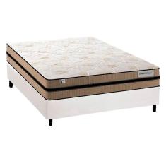 Cama Box Casal: Colchão Molas Plumatex MasterPocket Ensacadas Smart Milano + Base CRC Courano Branco(138x188)
