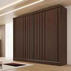 Guarda Roupa Solteiro Ripado 2 Portas 4 Gavetas - Galati-Ipê - Made Marcs