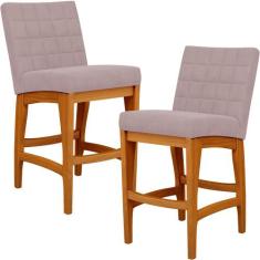 Kit 02 Banquetas Baixa Cozinha Bancada Bar Sala de Jantar Fixa Mila L0