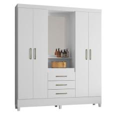 Guarda Roupa Capelinha Pérsia 4 Portas Flex Branco com Espelho - Demób