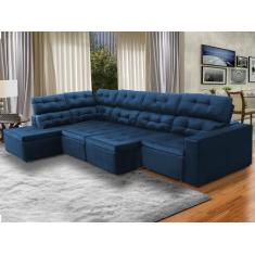 Sofá de Canto Chaise E 373 x 220 Cm Retrátil Reclinável Mola Bonnel D2