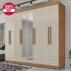 Guarda-Roupa de Casal 100% MDF 8 Portas 4 Gavetas Itália Com Espelho  - Tudo de Móveis