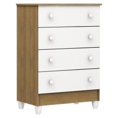 Berço Americano Lara e Cômoda Gaveteiro Mel Flat Branco Acetinado Amadeirado com Colchão Gazin – Carolina