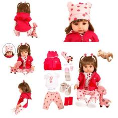Boneca Reborn Silicone Olhos Castanhos Linda Kit Acessórios - Cegonha 
