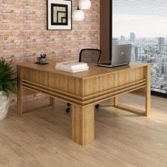 Mesa Escrivaninha de Canto 136cm com Porta Livros e Detalhe Ripado ME4