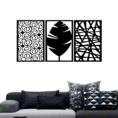 Quadro Decorativo Abstrato 3mm Vazado - Mdf - Decoarts, Preto
