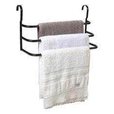 Porta Toalhas Triplo Toalheiro Para Box Preto Fosco 60cm - MetalCromo