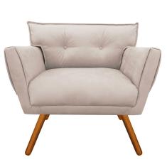 Poltrona Anitta Suede Pés Palito Castanho