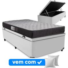 Cama Box Solteiro Baú + Colchão de Espuma Safira D20 - Colchomax, 88x1