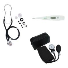 Kit Enfermagem Esfigmomanometro + Esteto Duplo + Termometro - Premium,