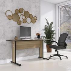 Escrivaninha Mesa Escritório Gerência MX150 Maxxi 150cm Preto E Noce N