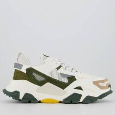 Tênis Qix Trek Reflexivo Esportivo Branco e Verde-Masculino