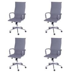 Kit 4 Cadeiras Escritório Presidente Esteirinha Rodízio Relax material