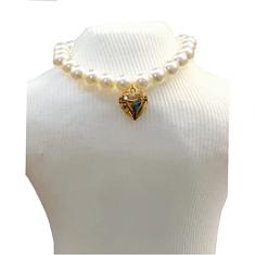 MALLOO GARGANTILHA PEROLAS C/PINGENTE CORAÇÃO - PEROLA - M