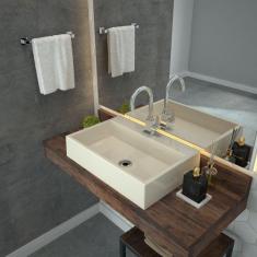 Kit Cuba RT55 com Torneira Luxo 1195 Metal e Válvula 1 Polegada e Sifão Pvc e Flexível Compace Bege