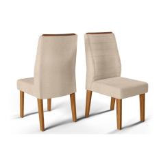 Cadeira Sala de Jantar Ondina Kit 2 Un Rústico Terrara/Linho Saara - DJ Móveis