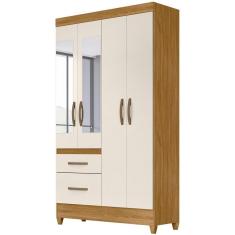 Guarda Roupa Solteiro 4 Portas Com Espelho 8520 Freijo Off White Moval Freijo Off White