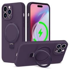 ZHK Capa de silicone líquido projetada para iPhone 14 Pro Max com suporte magnético, [proteção precisa da lente da câmera][à prova de choque de grau mil] [forro de microfibra macio antiarranhões] Capa