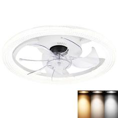 Ventilador Lustre Lampada de Teto Luxo Grande Led Ajustavel Controle Quarto Casa Apartamento Sala de Estar Branco Frio Quente Silencioso 3 em 1