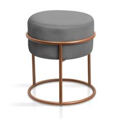 banqueta reforçada para sala pés de ferro redonda argola na cor cobre 