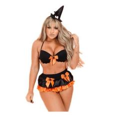 Fantasia Bruxa Adulto Halloween R69 - Fanáticos Por Cintas, Preto/Lara